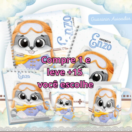Arquivo Livro do Bebê e Caderneta Guaxinim Aviador #1470