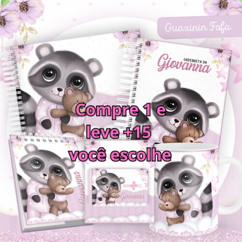 Arquivo Livro do Bebê e Caderneta Guaxinim Fofa #1469