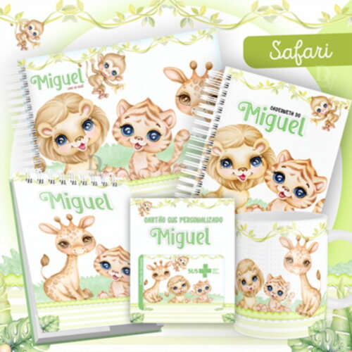 Arquivo Livro do Bebê e Caderneta Safari Menino #1454