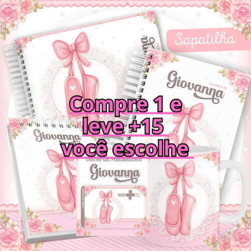 Arquivo Livro do Bebê e Caderneta Sapatilha Bailarina #2520