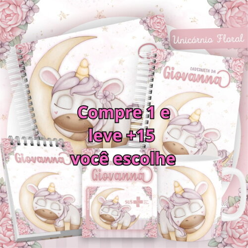 Arquivo Livro do Bebê e Caderneta Unicórnio Floral #1448