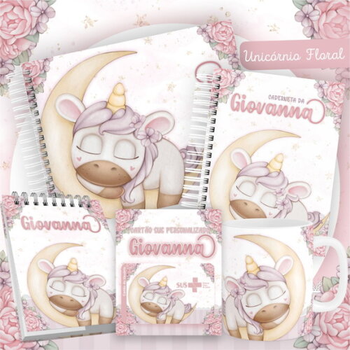 Arquivo Livro do Bebê e Caderneta Unicórnio Floral #1448