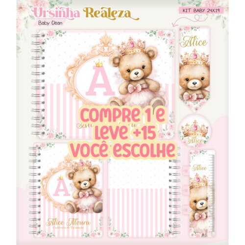 Arquivo Livro do Bebê e Caderneta Ursinha Princesa #7278