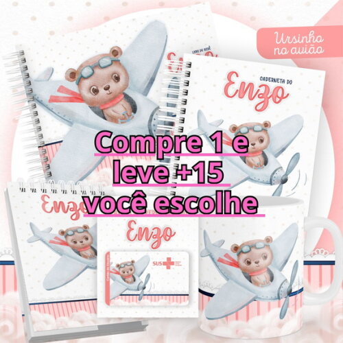 Arquivo Livro do Bebê e Caderneta Ursinho no Avião #2514