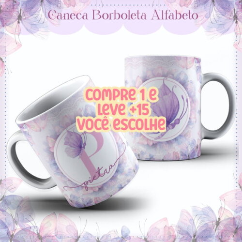 Arte Caneca Borboleta #7578