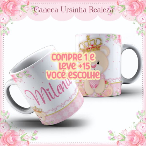 Arte Caneca Ursinha Realeza #7579