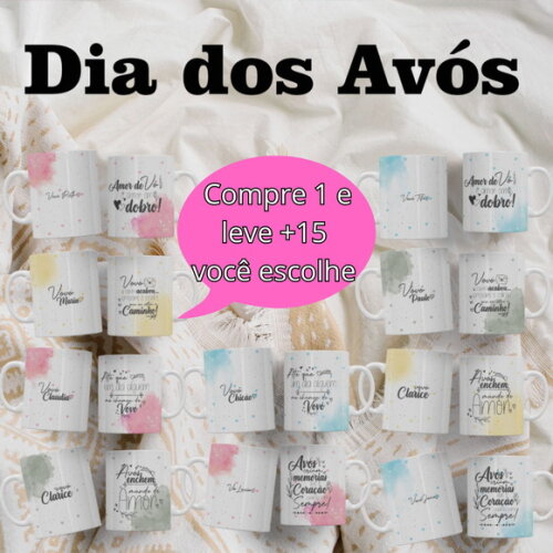 Arte Canecas Minimalistas Dia dos Avós #4726
