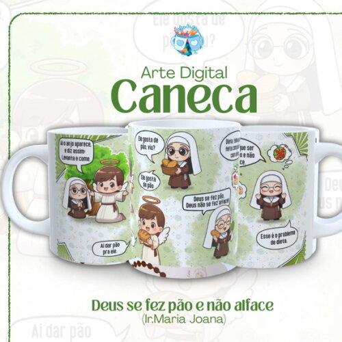 Arte de Caneca Deus se Fez Pão e Ir.maria Joana #7566