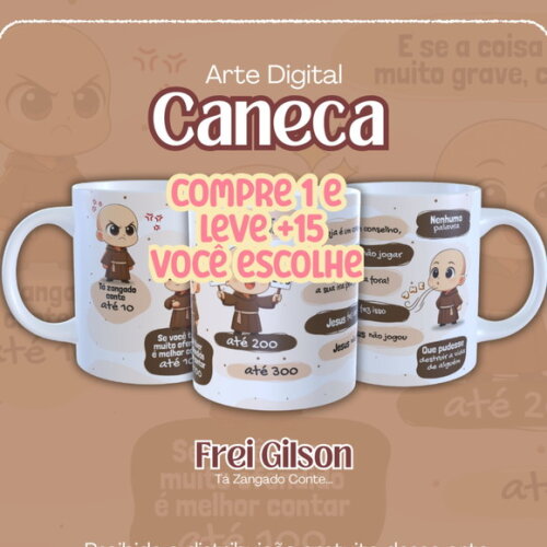 Arte de Caneca Frei Gilson Á Zangado Conte #7556