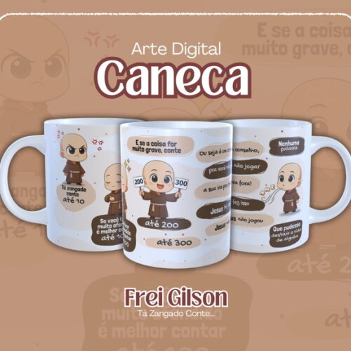 Arte de Caneca Frei Gilson Á Zangado Conte #7556