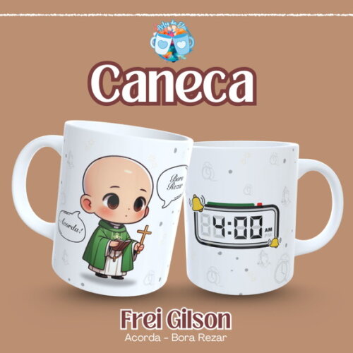 Arte de Caneca Frei Gilson Corda, Bora Rezar #7559