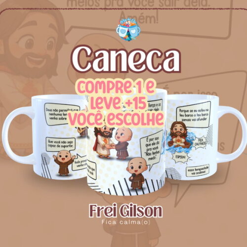 Arte de Caneca Frei Gilson Fica Calma #7557
