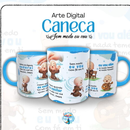 Arte de Caneca Frei Gilson sem Medo Eu Vou#7564