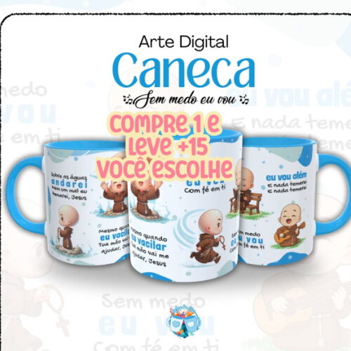 Arte de Caneca Frei Gilson sem Medo Eu Vou#7564