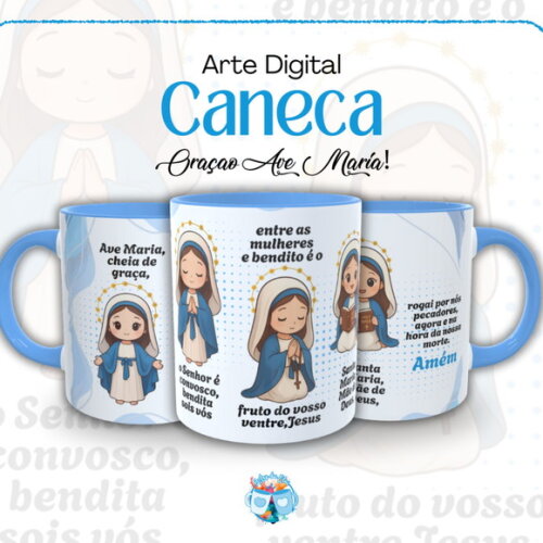 Arte de Caneca Maria Oração #7568