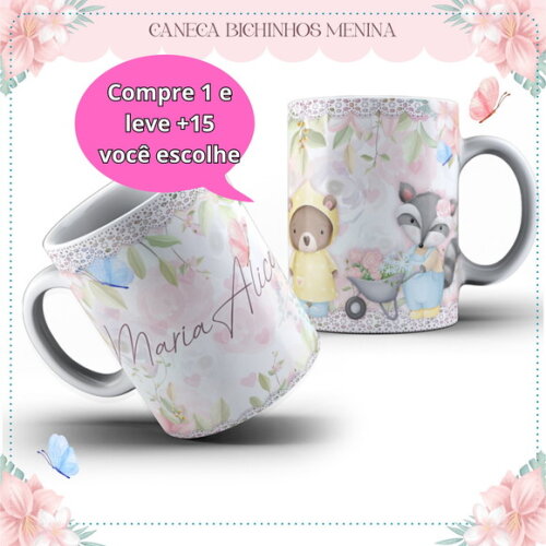 Arte para Sublimação Caneca Bichinhos Fofos #4082