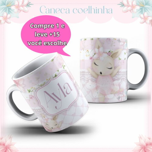 Arte para Sublimação Caneca Coelhinha #4077