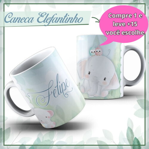 Arte para Sublimação Caneca Elefantinho #4076