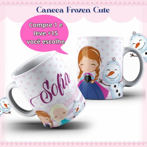 Arte para Sublimação Caneca- Frozen Cute #4071