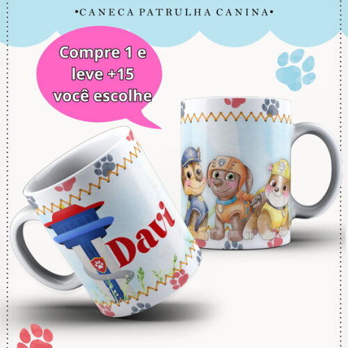 Arte para Sublimação Caneca- Patrulha Canina #4032