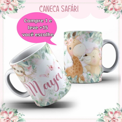 Arte para Sublimação Caneca- Safari Menina #4072