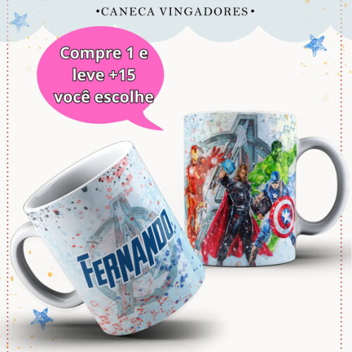 Arte para Sublimação Caneca- Vingadores #4029