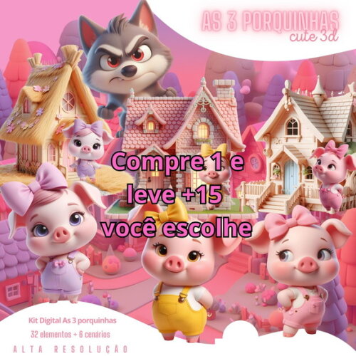 Kit Digital as 3 Porquinhas Cute #5569