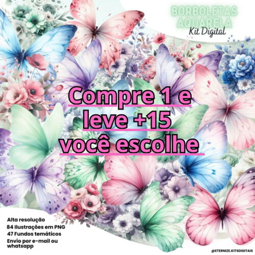 Kit Digital Borboletas Aquarela #7109