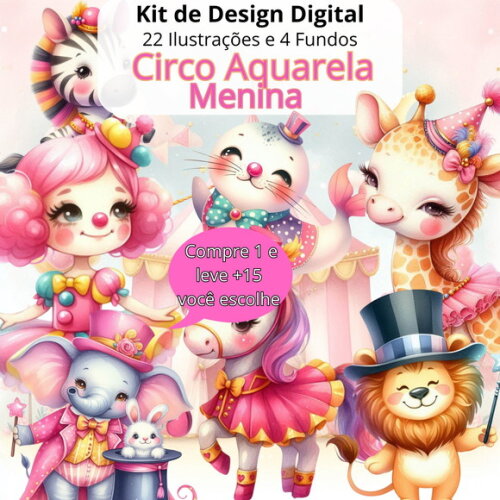 Kit Digital Circo Aquarela Menina #4760
