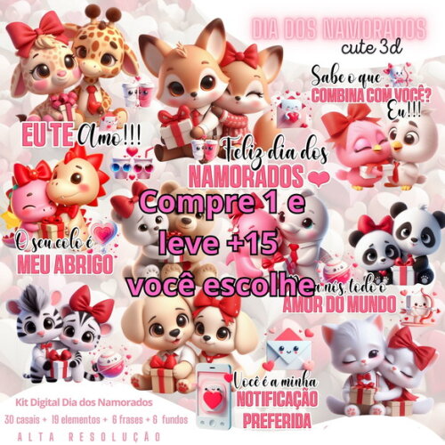 Kit Digital Dia dos Namorados Cute #5615
