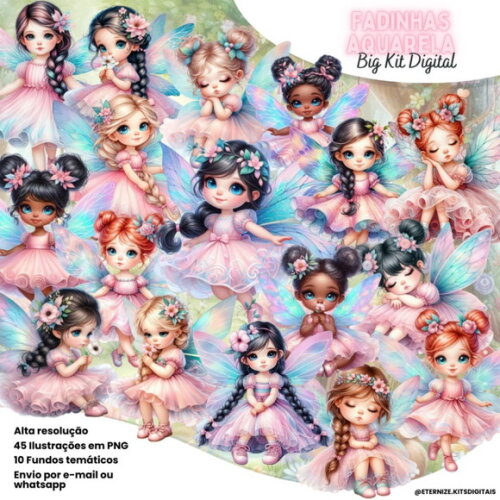 Kit Digital Fadinhas Aquarela #7143