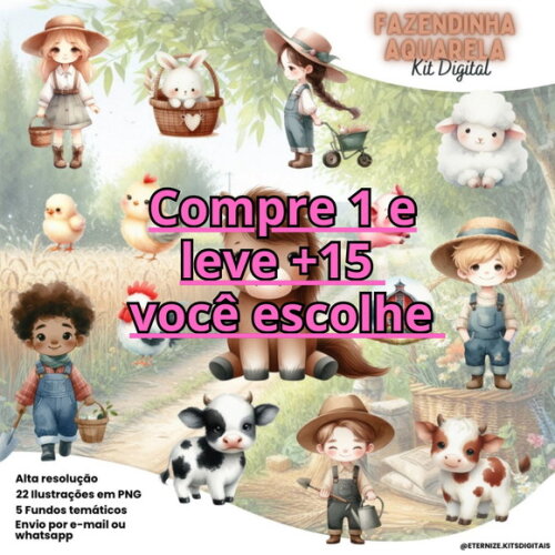 Kit Digital Fazendinha Aquarela #7117