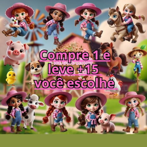 Kit Digital Fazendinha Rosa 3d #6938