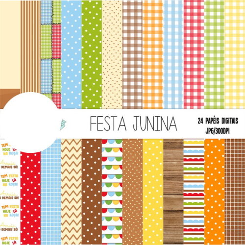 Kit Digital Festa Junina - Papéis #2638