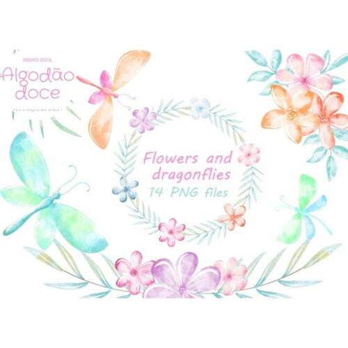 Kit Digital Flores e Libélulas #649
