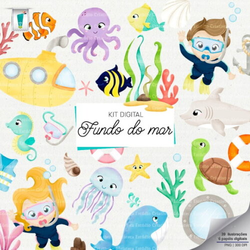 Kit Digital Fundo do Mar #6775