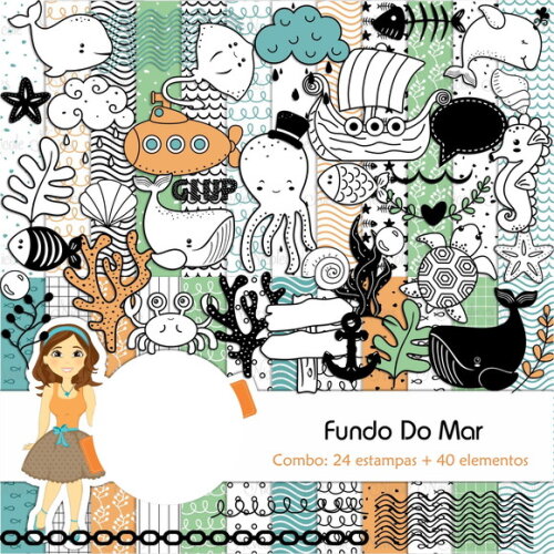 Kit Digital Fundo do Mar #6774