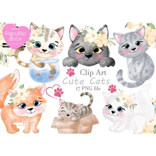 Kit Digital Gatinhos Cute #358