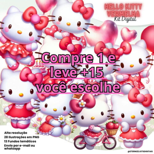Kit Digital Hello Kitty Vermelha #7137