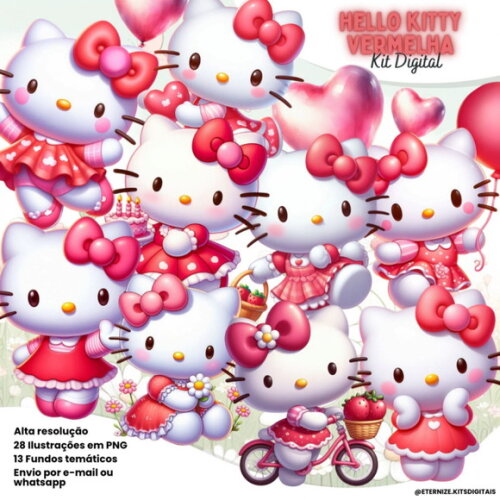 Kit Digital Hello Kitty Vermelha #7137