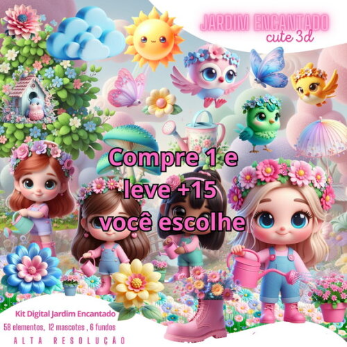 Kit Digital Jardim Encantado Cute #5637