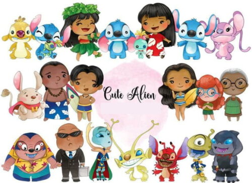Kit Digital Lilo e Stitch Aquarela #2273
