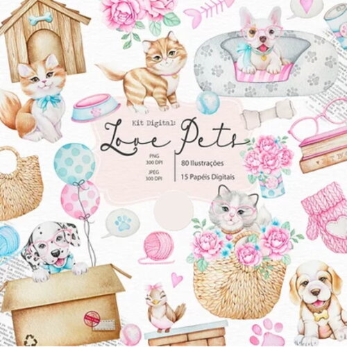 Kit Digital Love Pets #3014