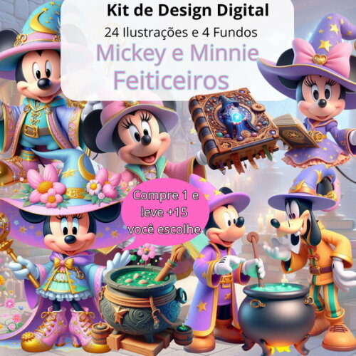 Kit Digital Mickey e Minnie Feiticeiros #4768