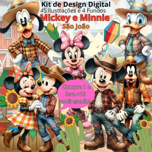 Kit Digital Mickey e Minnie São João #4767