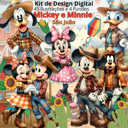Kit Digital Mickey e Minnie São João #4767