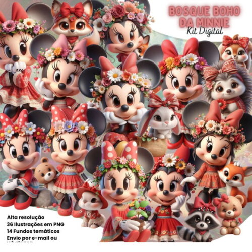 Kit Digital Minnie Bosque Boho #7225