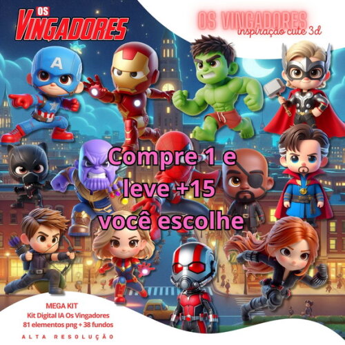 Kit Digital os Vingadores Cute #6405