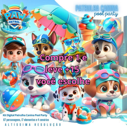 Kit Digital Patrulha Canina Pool Party #6407