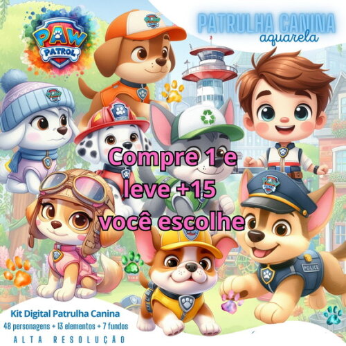 Kit Digital Patrulha Canina Aquarela #6406